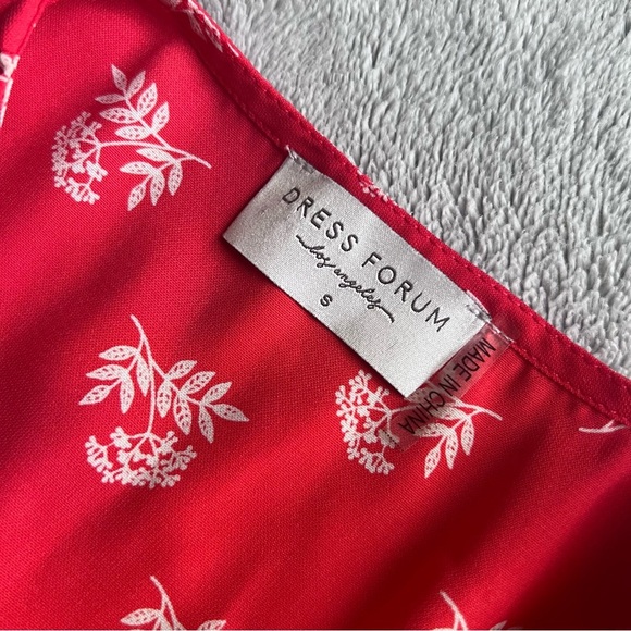 Dress Forum Ditsy Cottage Floral Print Cottagecore Wrap Dress Red White Small - Picture 3 of 15